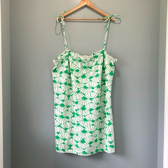 Seashell Print Strappy Green & White Sun Dress Smocked Ruffled Stretchy H&M XXL - Picture 3 of 10